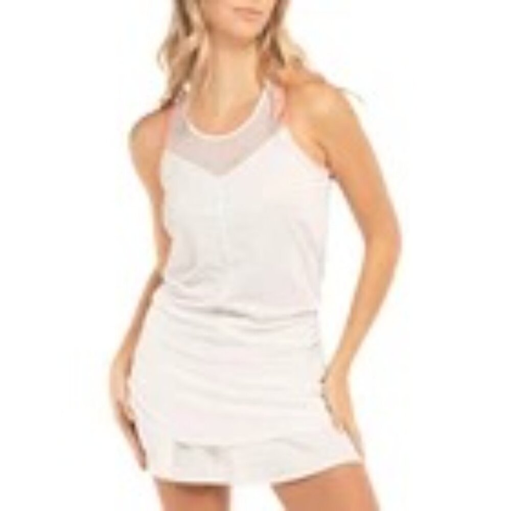 NWT -Lucky In Love Women's Wet and Wild Tennis Tank White XS